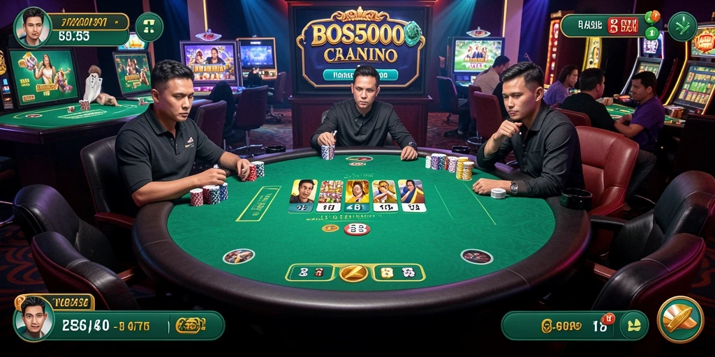 Tampilan gameplay BOS5000 yang mendebarkan dengan dealer profesional di Live Casino.