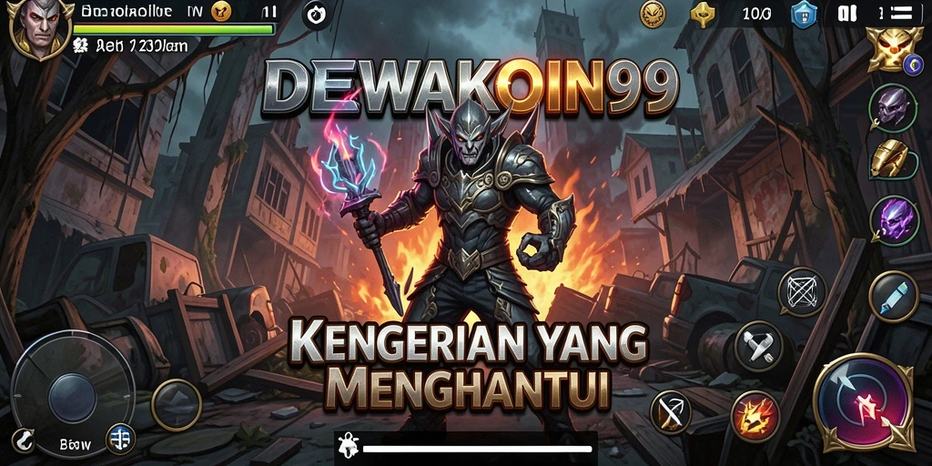 Tampilan gameplay menegangkan dari DEWAKOIN99 dengan suasana menyeramkan.