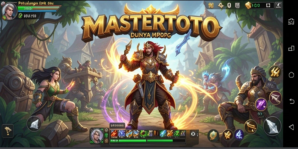 Screenshot MASTERTOTO menampilkan pertarungan epik antara karakter dalam dunia MMORPG.