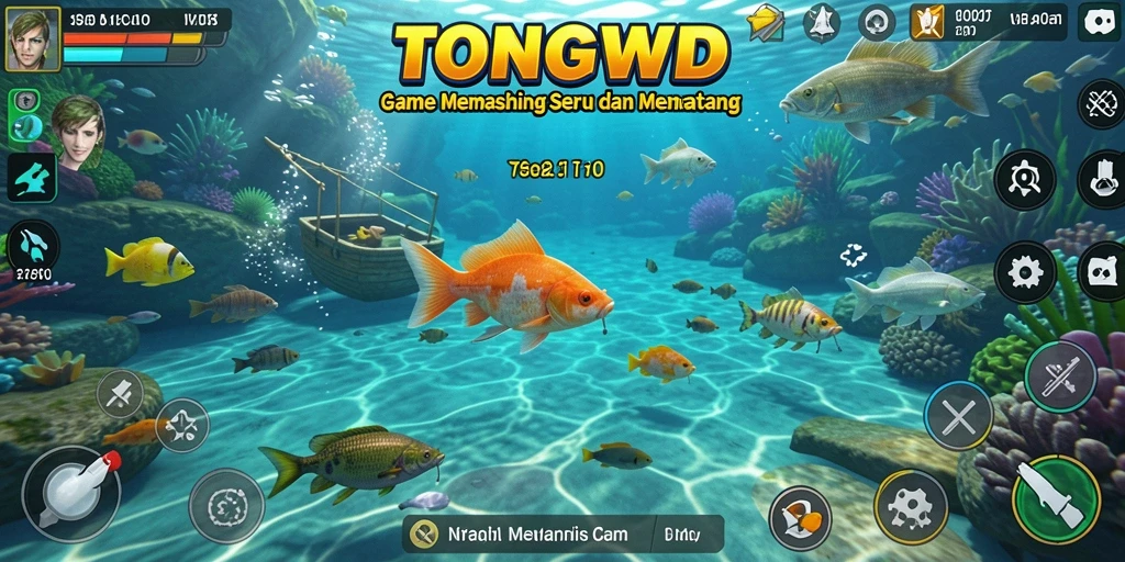 Gameplay memancing seru di TONGWD dengan pemandangan menakjubkan.